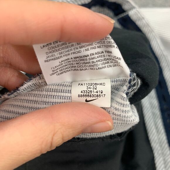 Nike Pants Mens 35 Metal Gray Striped Flat Front Tech Dri Fit Travel Golf Chino - Picture 10 of 12